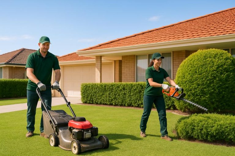Affordable gardeners Mandurah team working on front lawn