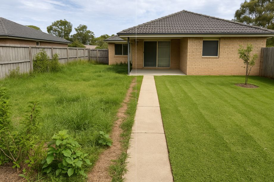 Garden at a rental property being cleaned for bond back